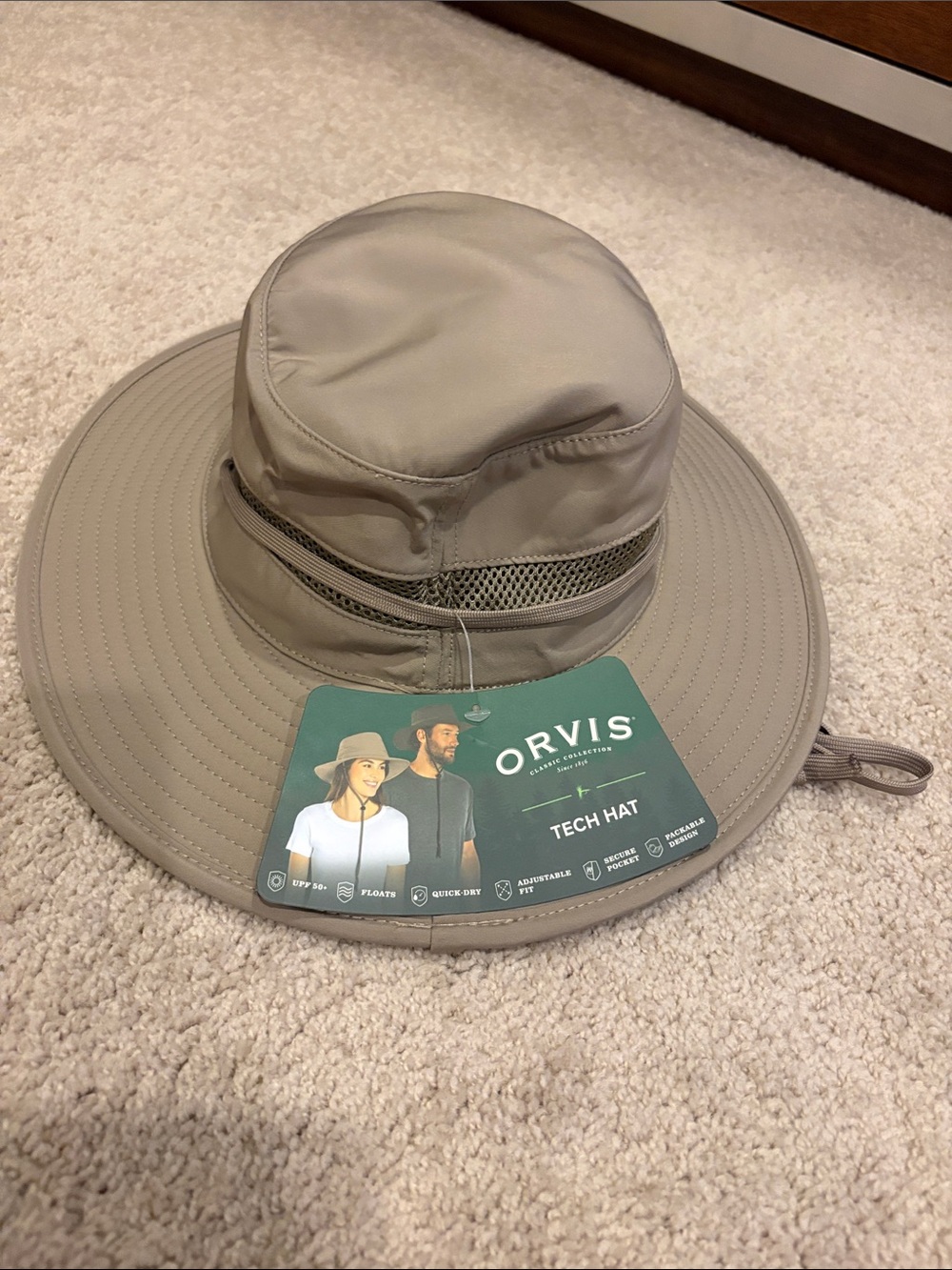Orvis Tech Hat in Light Taupe with Mesh Vent